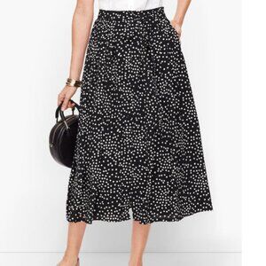 Talbots Dot Button Front Skirt in Black and White